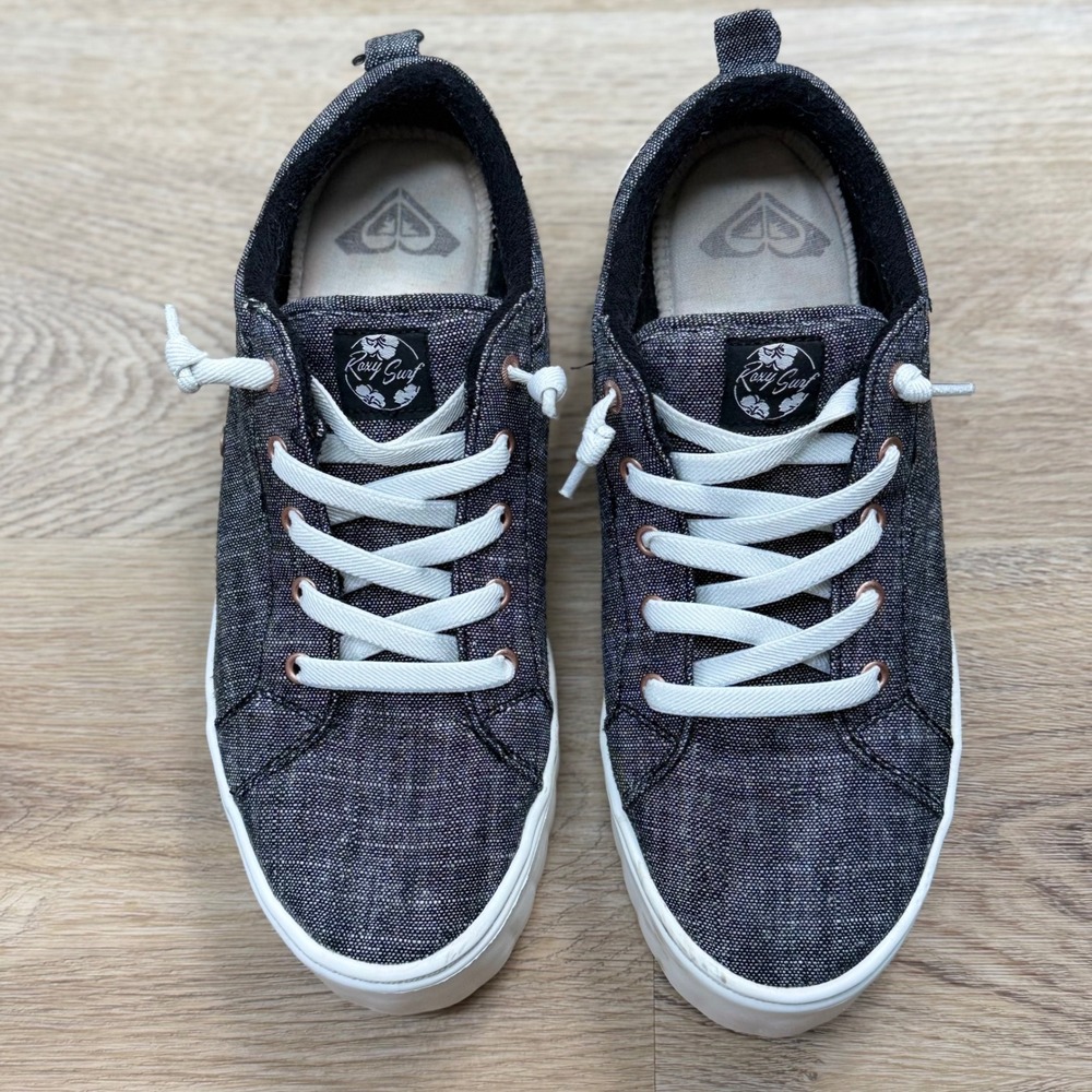 Roxy Sheilahh Platform Sneakers Women 8.5 Grey Coastal Beachy Casual